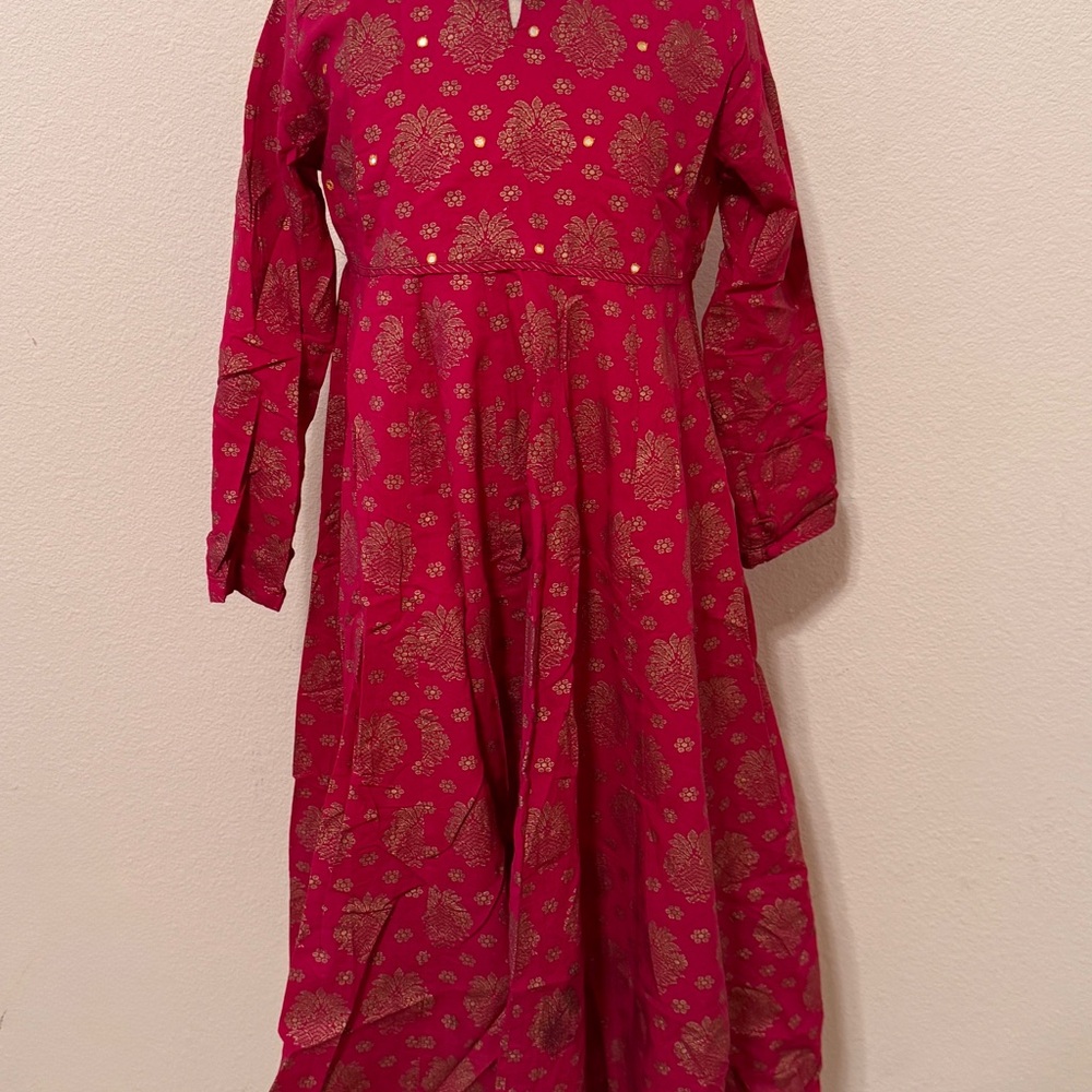 Elegant Red and Gold Kids Dress